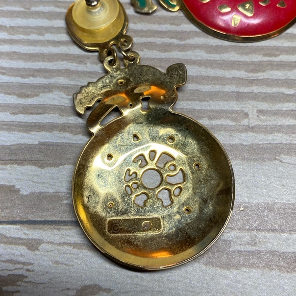 Vintage Edgar Berebi statement dangle lizard enamel earrings - Picture 4 of 5